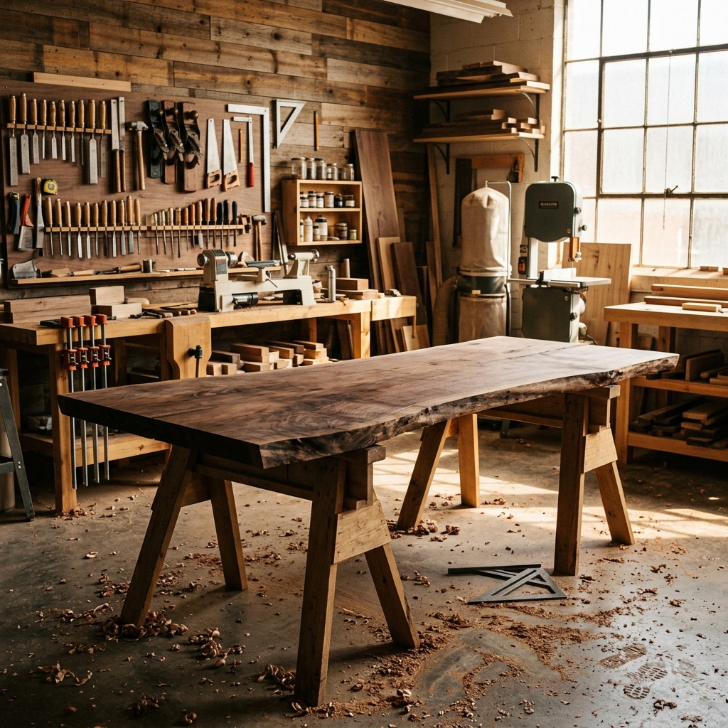 Timber and Ember wood shop tooling workspace